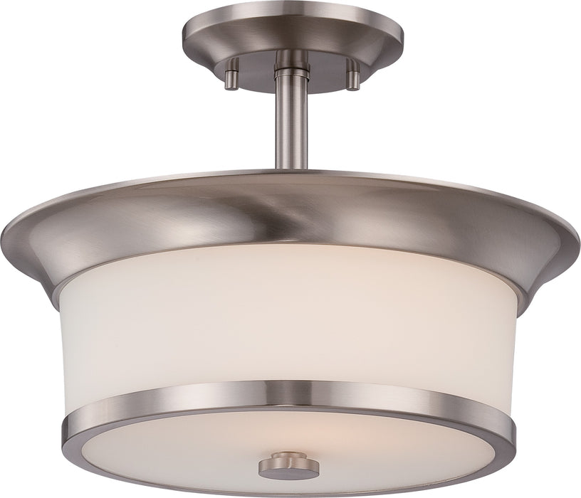 Nuvo Lighting 60-5450 Two Light Semi Flush Mount, Brushed Nickel