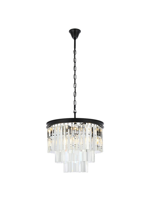 Elegant Lighting 1201D20MB/RC Nine Light Chandelier, Matte Black