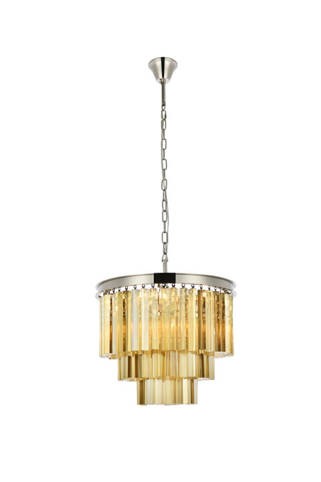 Elegant Lighting 1201D20PN-GT/RC Nine Light Chandelier, Polished Nickel