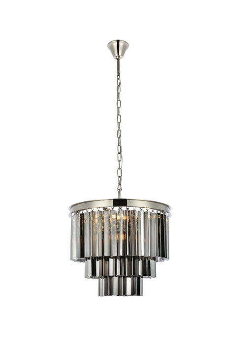 Elegant Lighting 1201D20PN-SS/RC Nine Light Chandelier, Polished Nickel