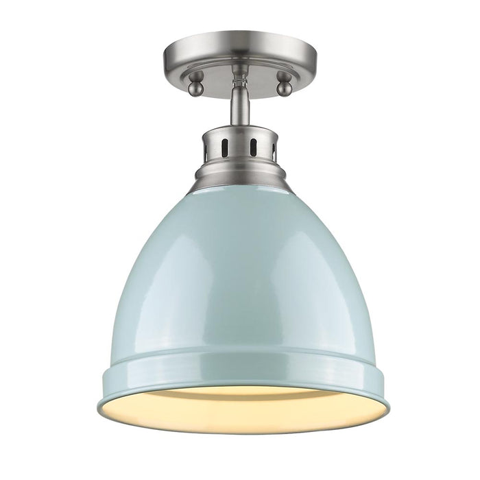 Golden 3602-FM PW-SF One Light Flush Mount, Pewter