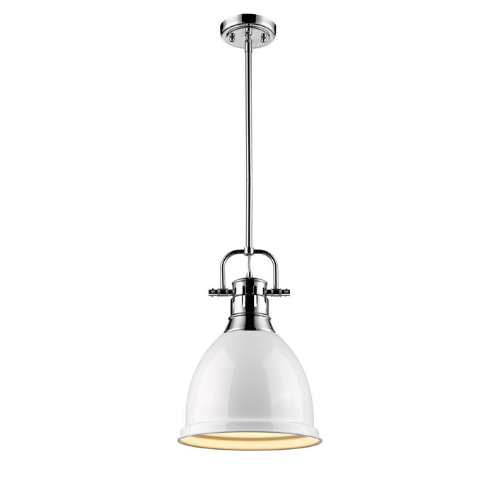Golden 3604-S CH-WH One Light Pendant, Chrome