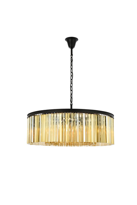 Elegant Lighting 1208G43MB-GT/RC Ten Light Chandelier, Matte Black