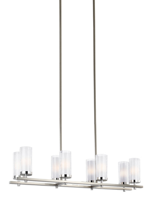 Generation Lighting F2986/8SN/CH Eight Light Island Chandelier, Satin Nickel / Chrome