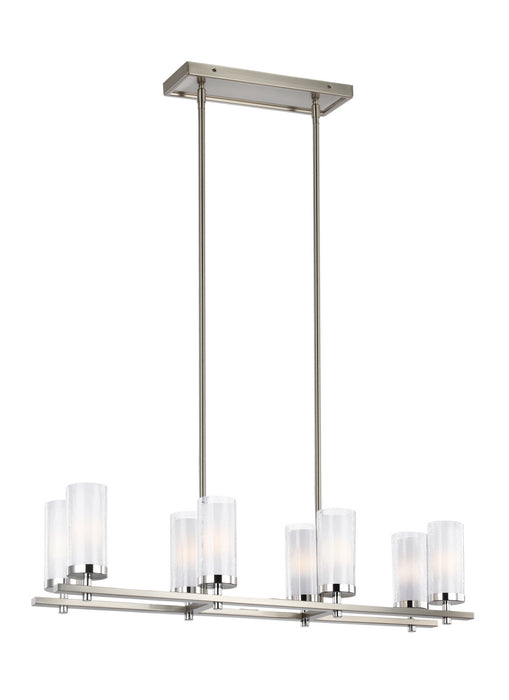 Generation Lighting F2986/8SN/CH Eight Light Island Chandelier, Satin Nickel / Chrome