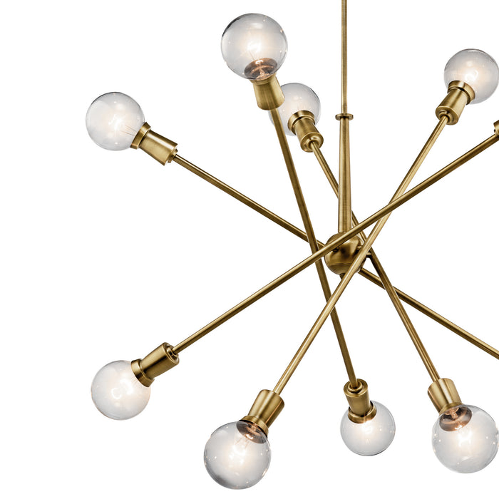 Kichler 43119NBR Ten Light Chandelier, Natural Brass