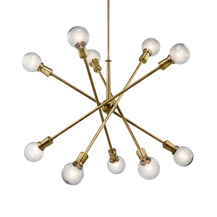 Kichler 43119NBR Ten Light Chandelier, Natural Brass