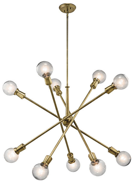 Kichler 43119NBR Ten Light Chandelier, Natural Brass