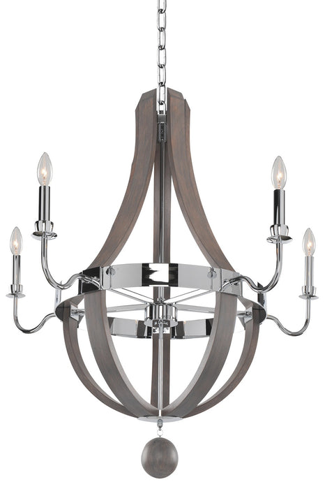 Kalco 300482CH Five Light Chandelier, Chrome