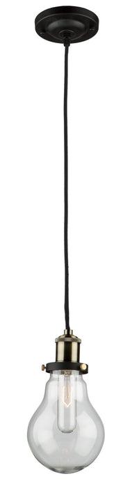 Artcraft AC10481 One Light Pendant, Matte Black & Vintage Brass