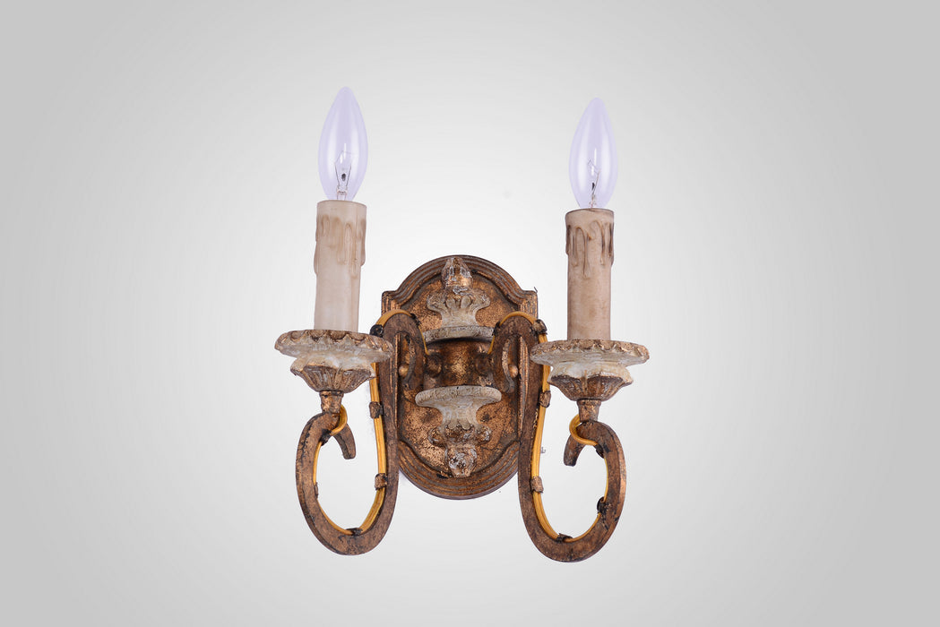 Terracotta Designs W5122-2 Two Light Wall Sconce, Gold
