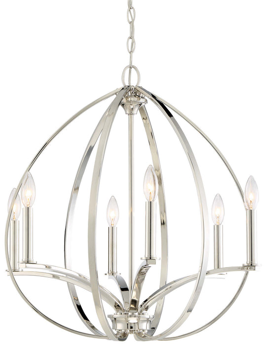 Minka-Lavery 4986-613 Six Light Chandelier, Polished Nickel