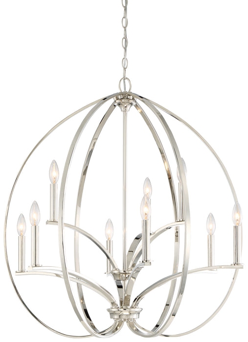 Minka-Lavery 4989-613 Nine Light Chandelier, Polished Nickel