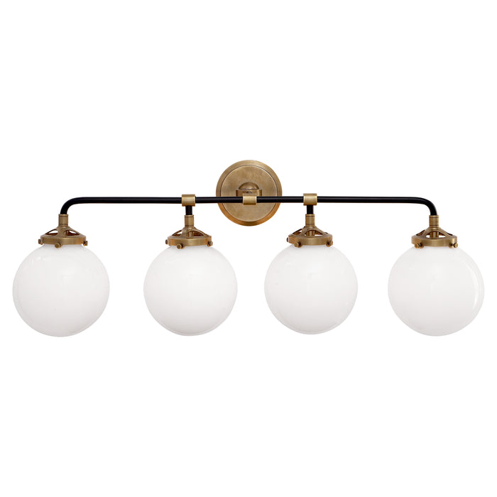 Visual Comfort Signature S 2025HAB/BLK-WG Four Light Bath Sconce, Hand-Rubbed Antique Brass and Black