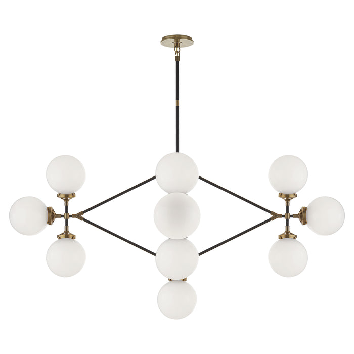 Visual Comfort Signature S 5024HAB/BLK-WG 14 Light Chandelier, Hand-Rubbed Antique Brass and Black