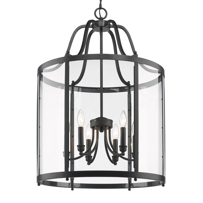 Golden 1157-6P BLK Six Light Pendant, Matte Black