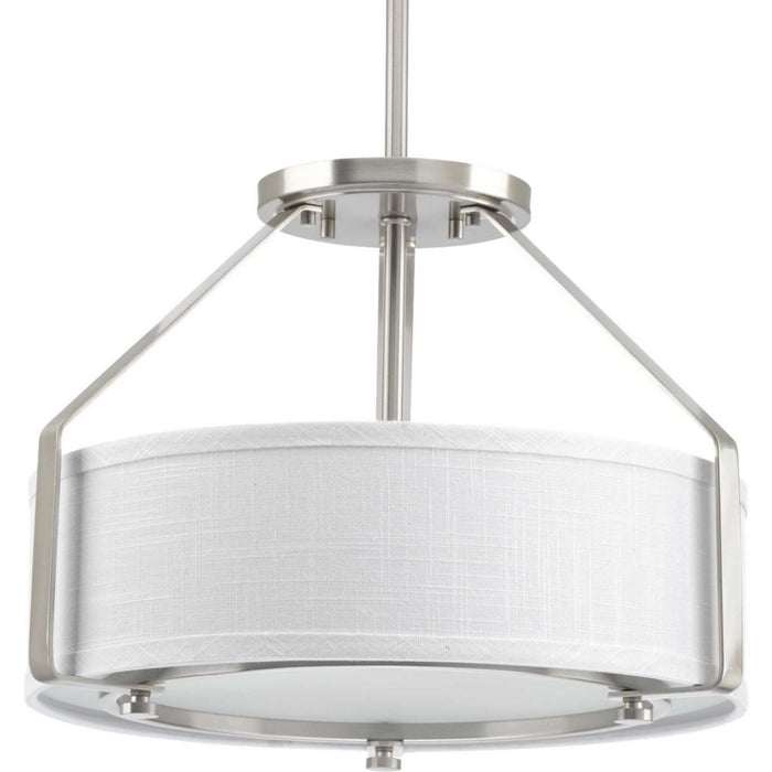 Progress Lighting P3604-09 Three Light Semi-Flush Mount, Brushed Nickel