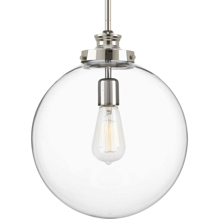 Progress Lighting P5328-104 One Light Pendant, Polished Nickel