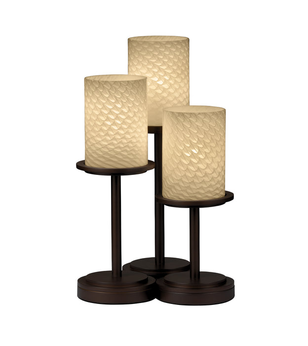 Justice Designs FSN-8797-10-WEVE-DBRZ Three Light Table Lamp, Dark Bronze