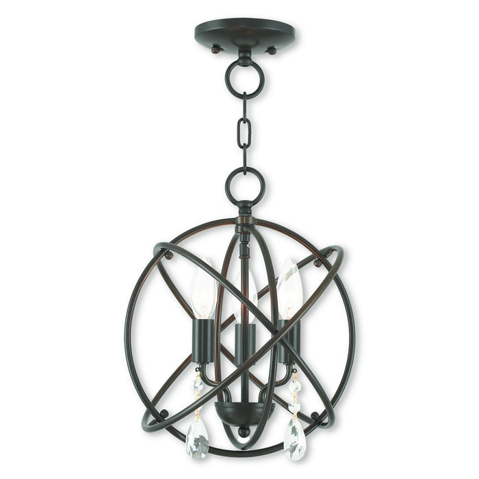 Livex Lighting 40903-92 Three Light Mini Chandelier/Ceiling Mount, English Bronze