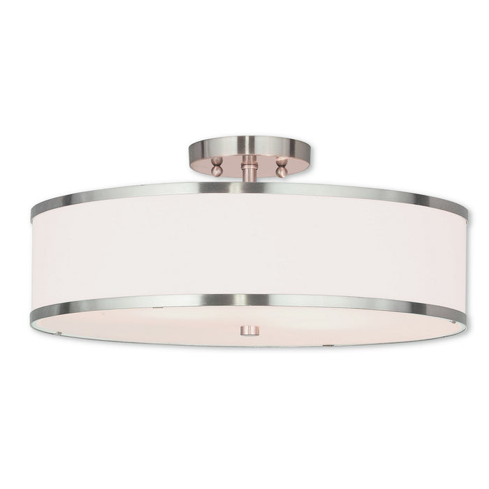Livex Lighting 62629-91 Three Light Ceiling Mount, Brushed Nickel