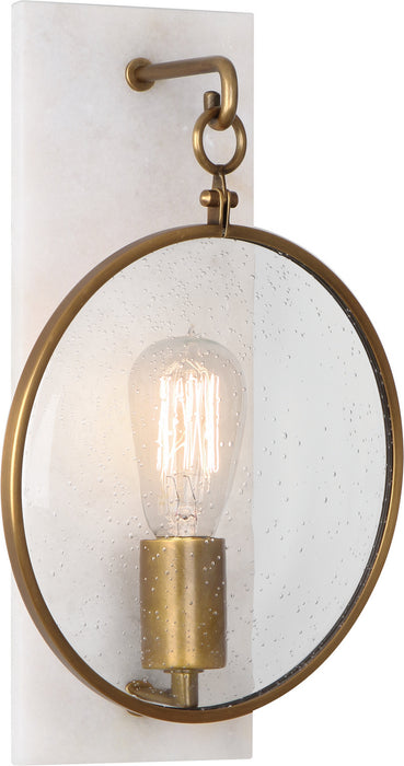 Robert Abbey 1518 One Light Wall Sconce, Aged Brass w/Alabaster Stone