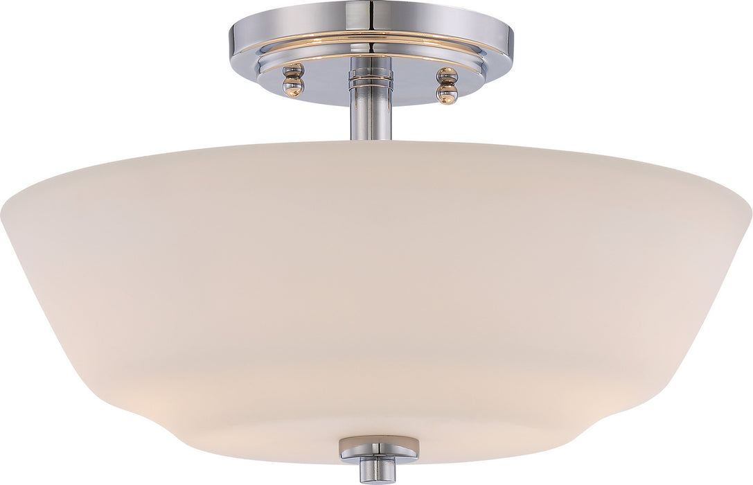 Nuvo Lighting 60-5806 Two Light Semi Flush Mount, Polished Nickel