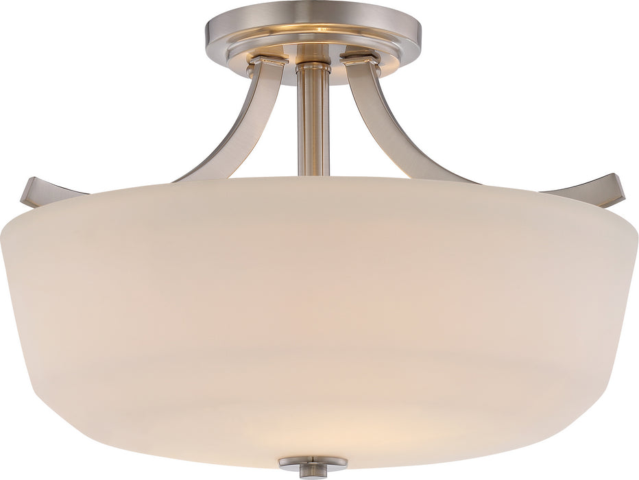 Nuvo Lighting 60-5826 Two Light Semi Flush Mount, Brushed Nickel