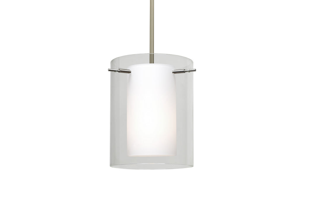 Besa 1TT-C00607-LED-SN One Light Pendant, Satin Nickel
