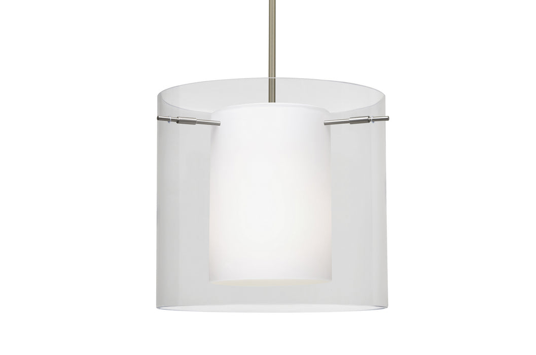 Besa 1TT-C18407-LED-SN One Light Pendant, Satin Nickel