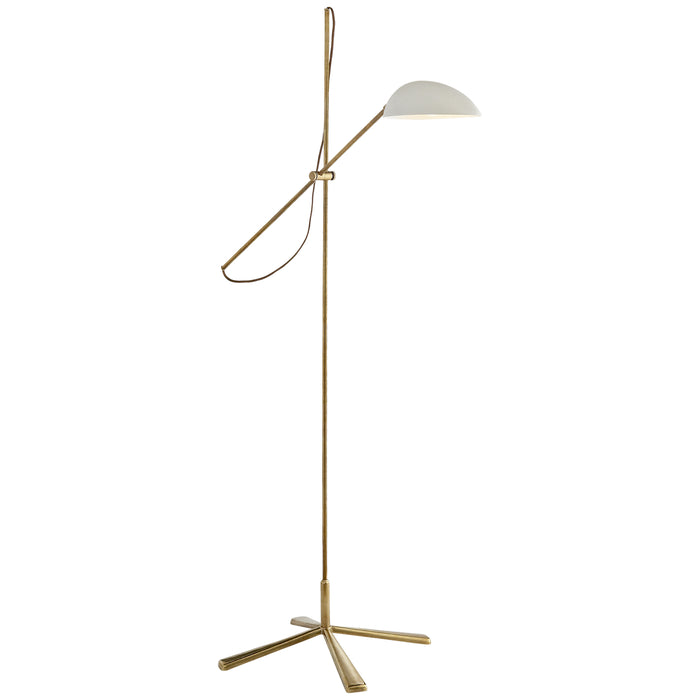 Visual Comfort Signature ARN 1501HAB-WHT One Light Floor Lamp, Hand-Rubbed Antique Brass