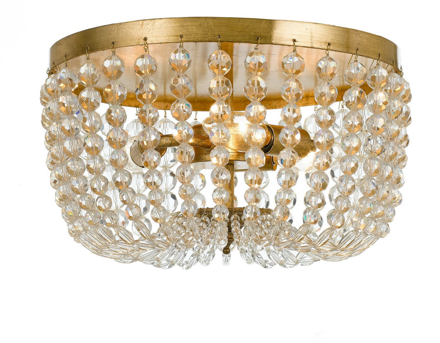Crystorama 600-GA Three Light Flush Mount, Antique Gold