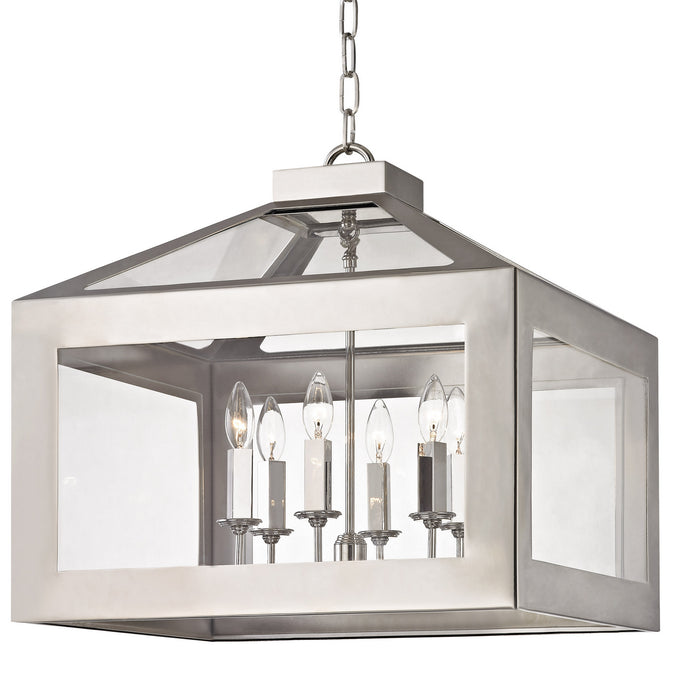 Crystorama 6056-PN Six Light Chandelier, Polished Nickel