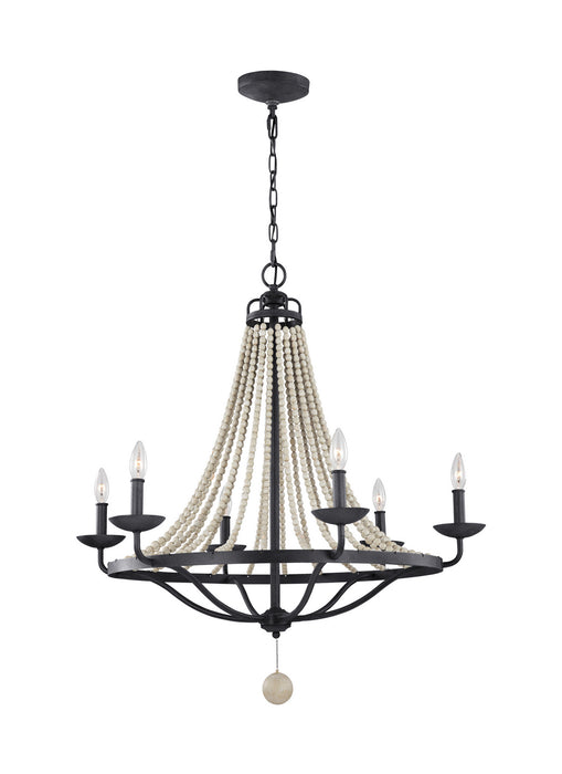 Visual Comfort Studio F3129/6DWZ/DWG Six Light Chandelier, Dark Weathered Zinc / Driftwood Grey