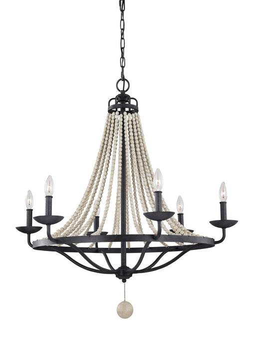 Visual Comfort Studio F3129/6DWZ/DWG Six Light Chandelier, Dark Weathered Zinc / Driftwood Grey