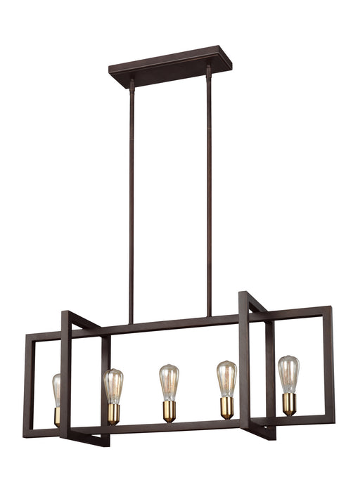 Visual Comfort Studio F3147/5NWB Five Light Island Chandelier, New World Bronze