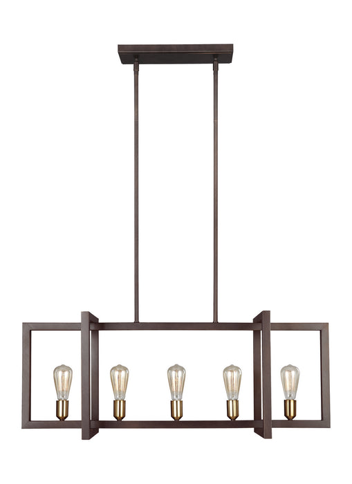 Visual Comfort Studio F3147/5NWB Five Light Island Chandelier, New World Bronze