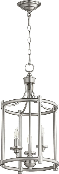 Quorum 6822-3-65 Three Light Entry Pendant, Satin Nickel