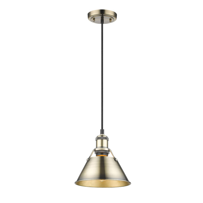 Golden 3306-S AB-AB One Light Mini Pendant, Aged Brass