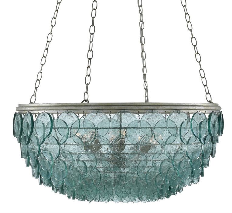 Currey and Company 9000-0140 Eight Light Chandelier, Silver Leaf