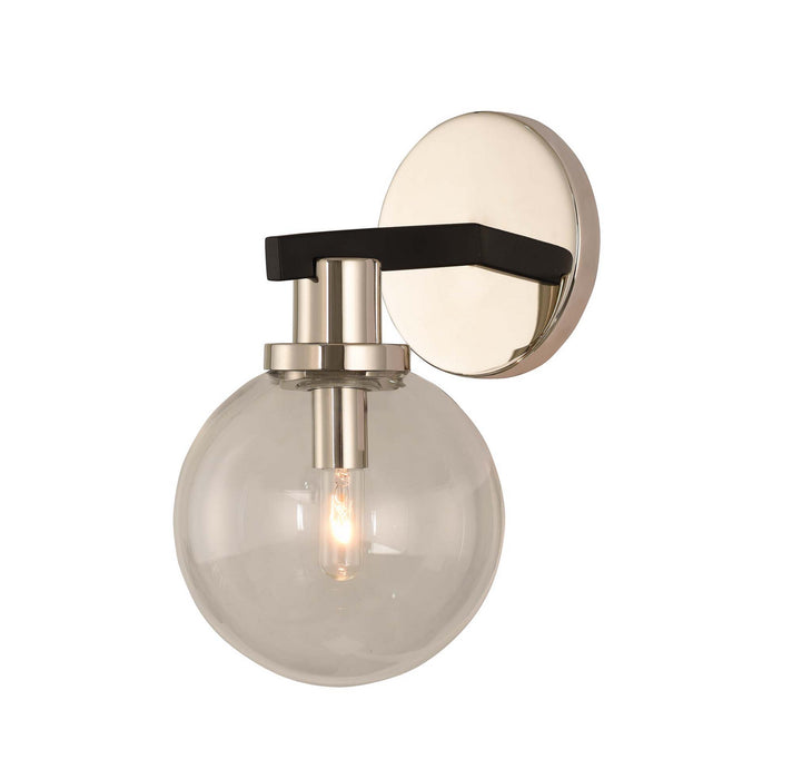 Kalco 315421BPN One Light Wall Sconce, Matte Black Finish With Nickel Accents