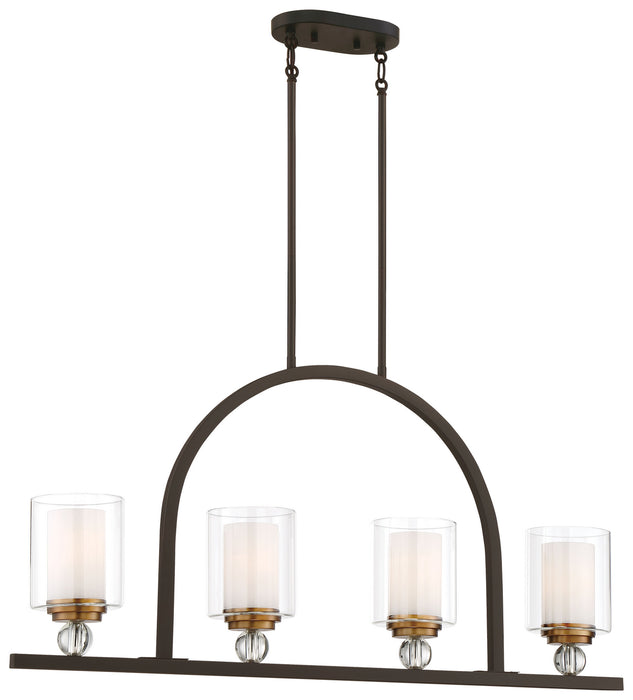 Minka-Lavery 3074-416 Four Light Island Pendant, Painted Bronze W/Natural Brush