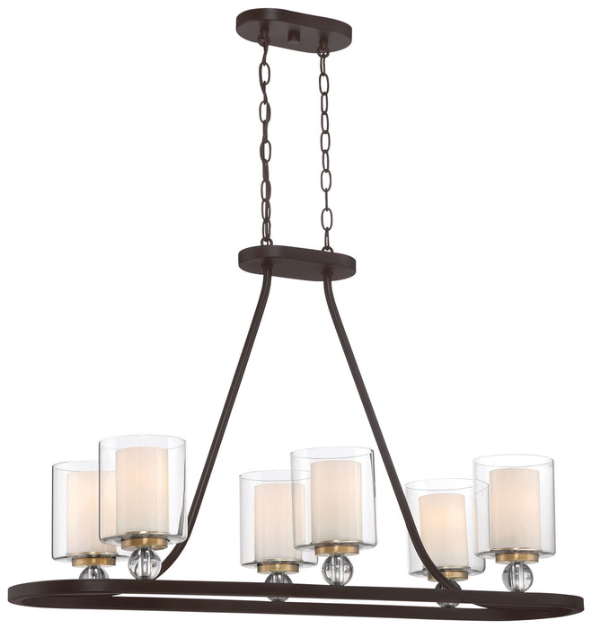 Minka-Lavery 3076-416 Five Light Island Pendant, Painted Bronze W/Natural Brush