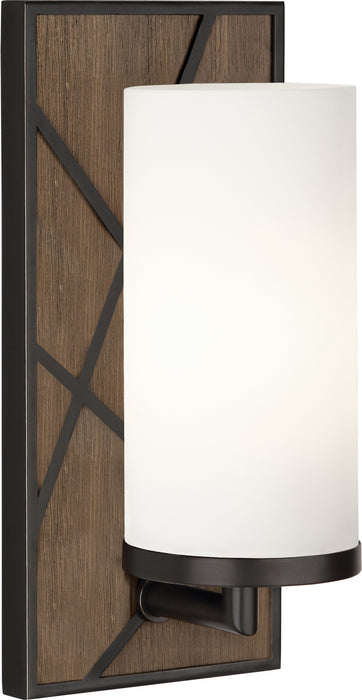 Robert Abbey 543W One Light Wall Sconce, Smoked Walnut Wood w/Deep Patina Bronze