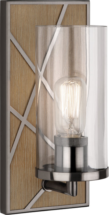 Robert Abbey 553 One Light Wall Sconce, Driftwood Oak Wood w/Blackened Nickel