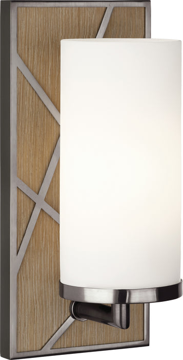Robert Abbey 553W One Light Wall Sconce, Driftwood Oak Wood w/Blackened Nickel