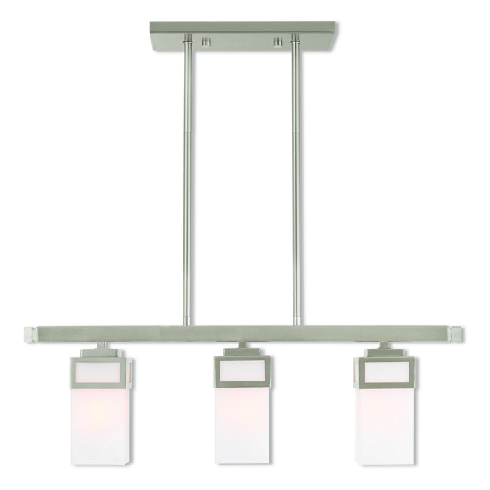 Livex Lighting 40193-91 Three Light Linear Chandelier, Brushed Nickel