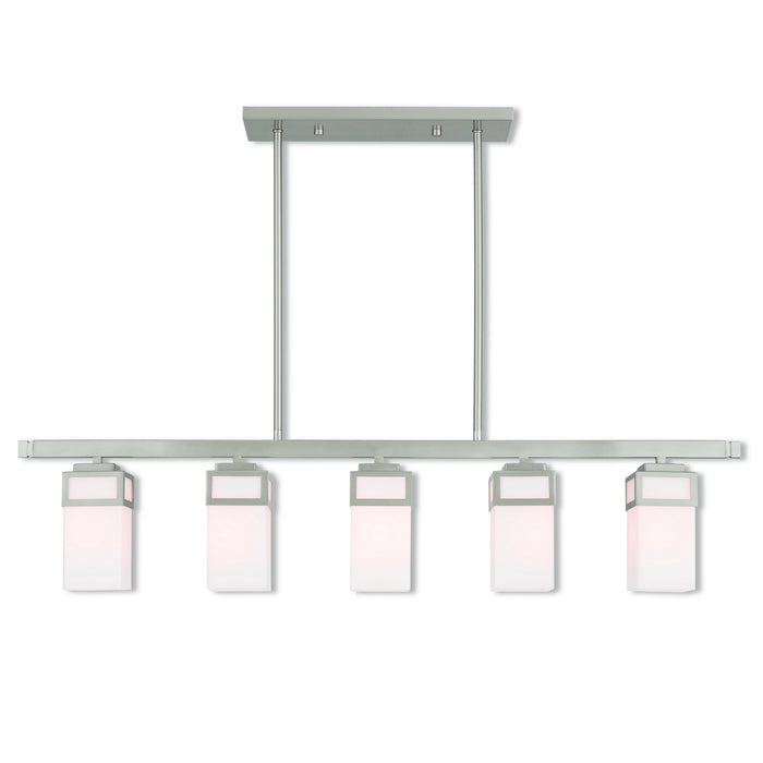 Livex Lighting 40194-91 Five Light Linear Chandelier, Brushed Nickel