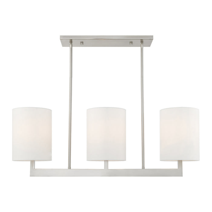 Livex Lighting 42404-91 Three Light Linear Chandelier, Brushed Nickel