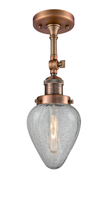 Innovations 201F-AC-G165 One Light Semi-Flush Mount, Antique Copper